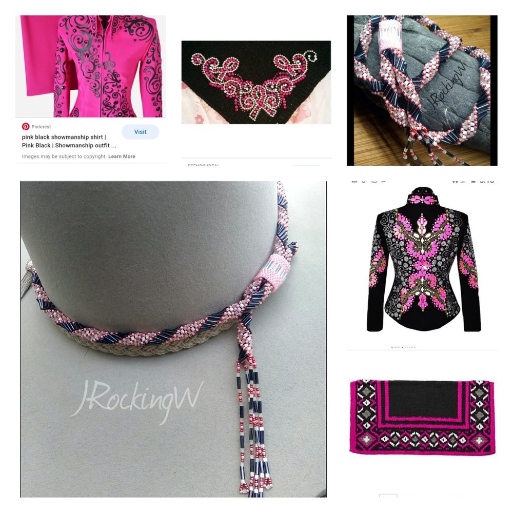 JRW Cowboy Hat Band Black Pink White